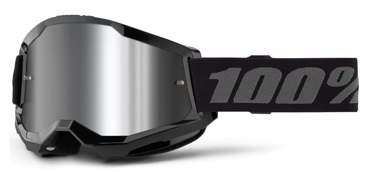 Мотокрос очила 100% STRATA2 BLACK - MIRROR SILVER 24